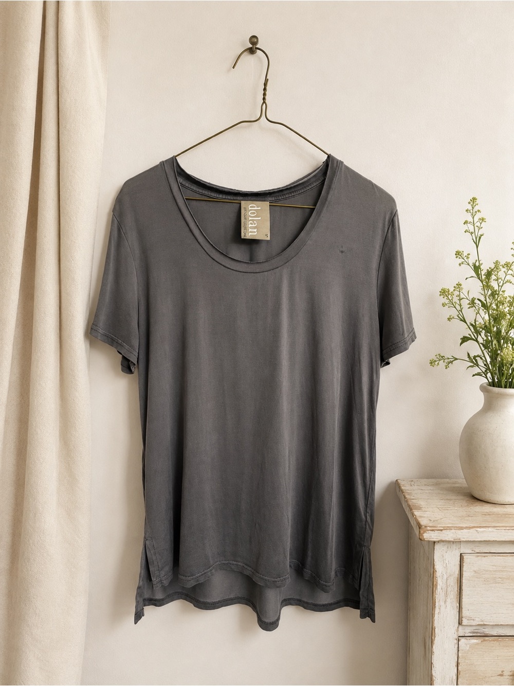 Dolan Left Coast Collection S Charcoal Cupro High Low Tee Shirt